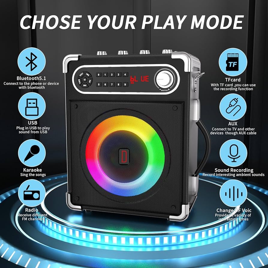Amazon.com: Karaoke Machine, Portable Bluetooth Speaker with